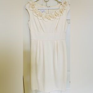 London Times Cream Fine Knit Sheath Dress